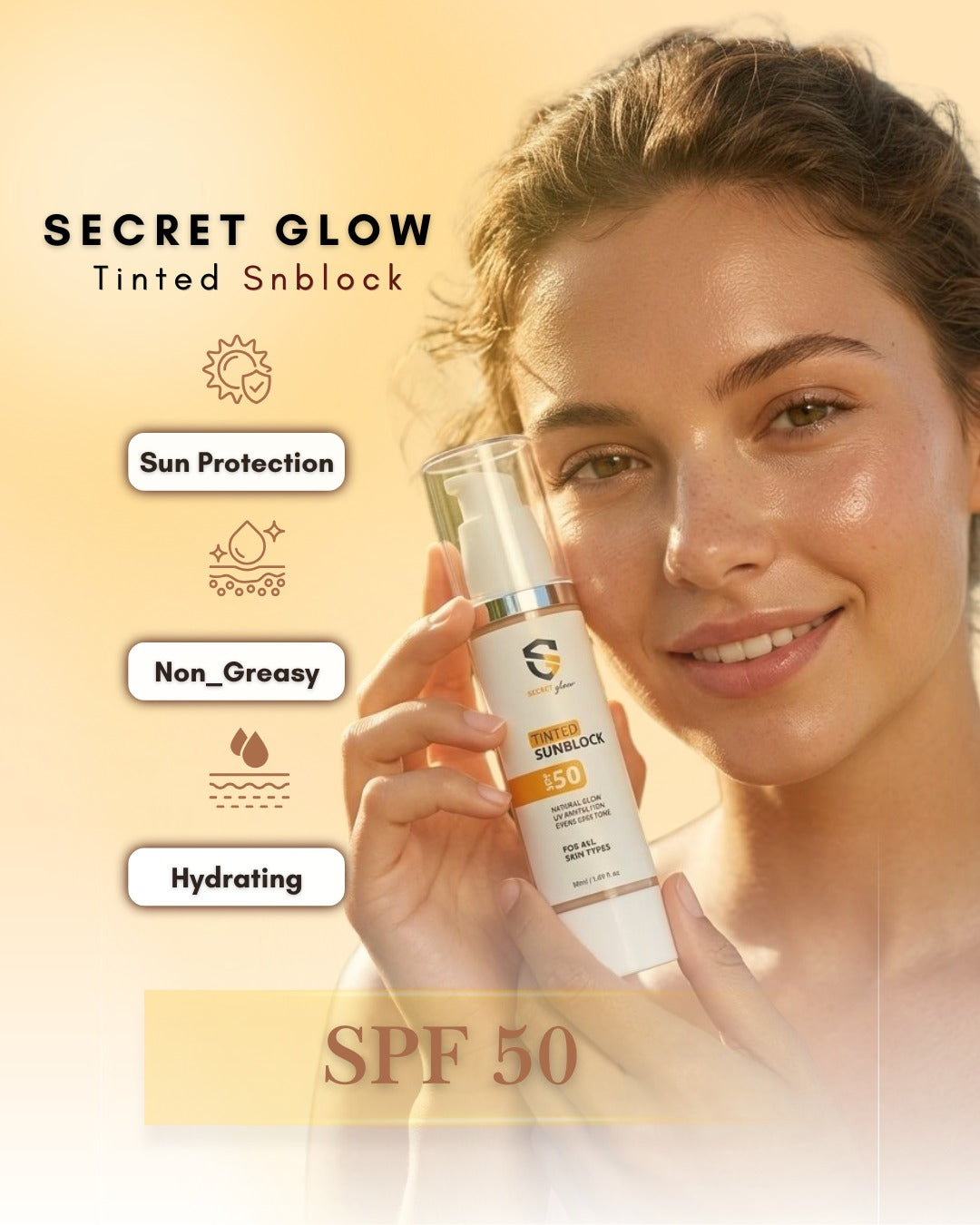 Glow By Fatima Tinted Sunblock SPF 50 – Natural Glow & UV Protection